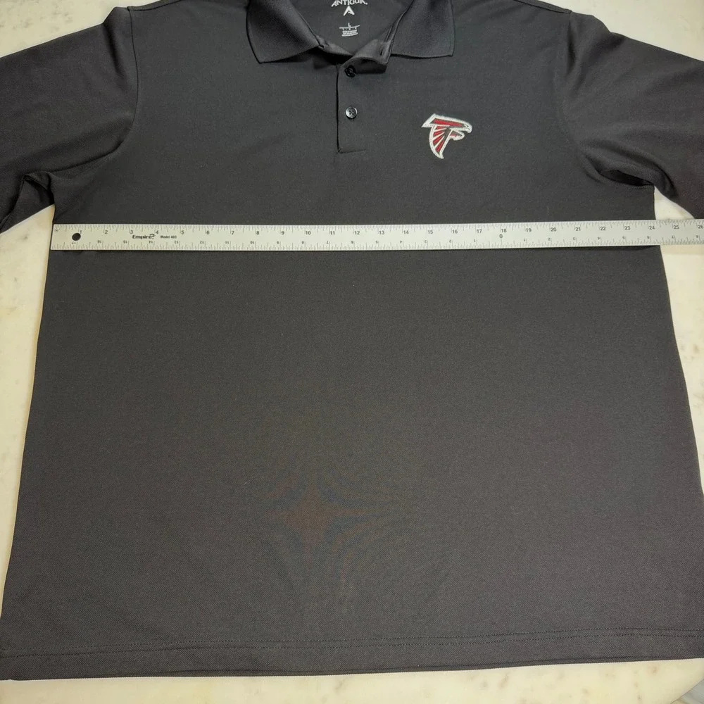 Antigua Mens Atlanta Falcons NFL Polo Shirt Black Short‎ Sleeve Size Large